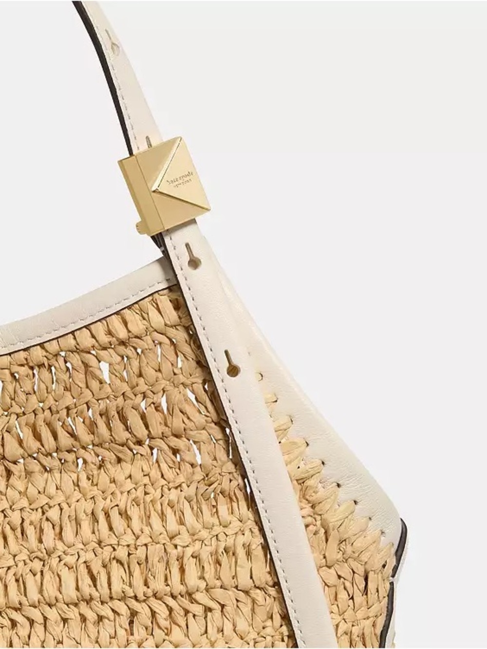 Kate Spade Deco Straw Small Tulip Tote Bag Natural Cream - Picture 4 of 16